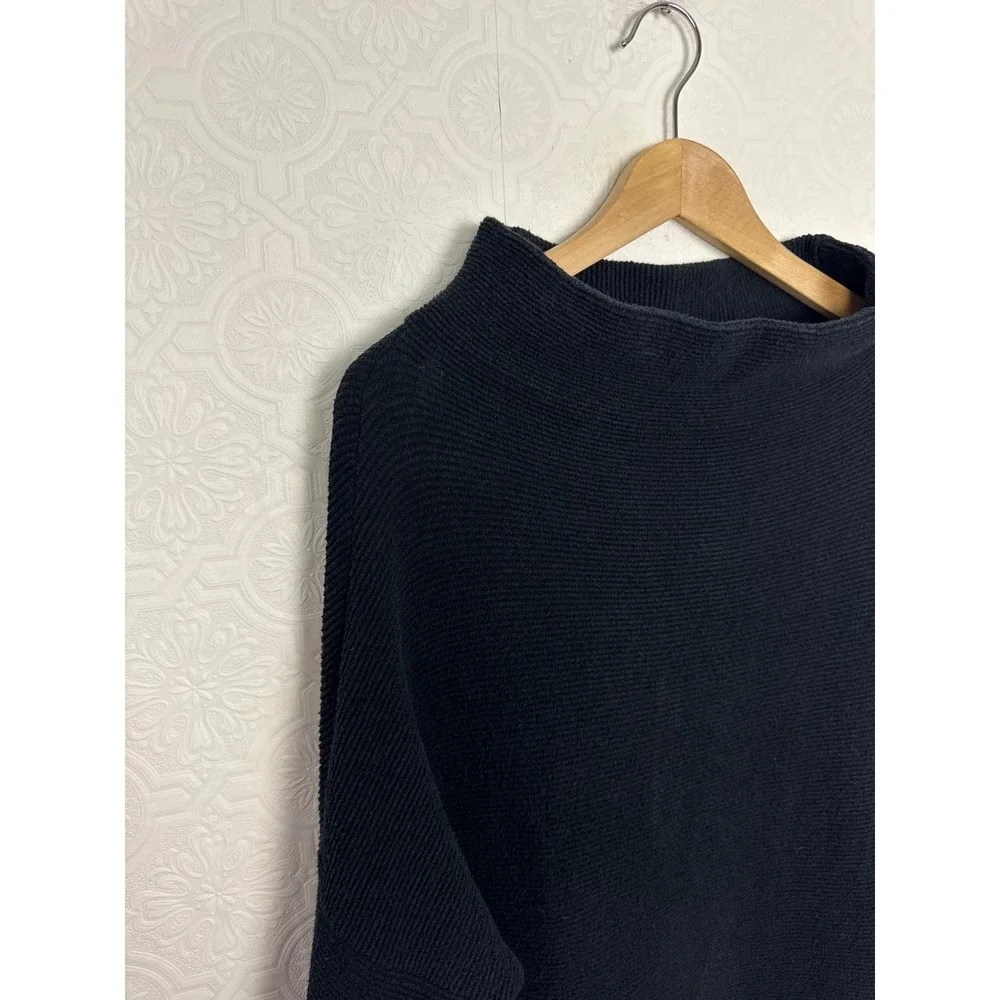 Free People Ottoman Ribbed Tunic Sweater Black Mock Neck OB432957 Womens Medium
